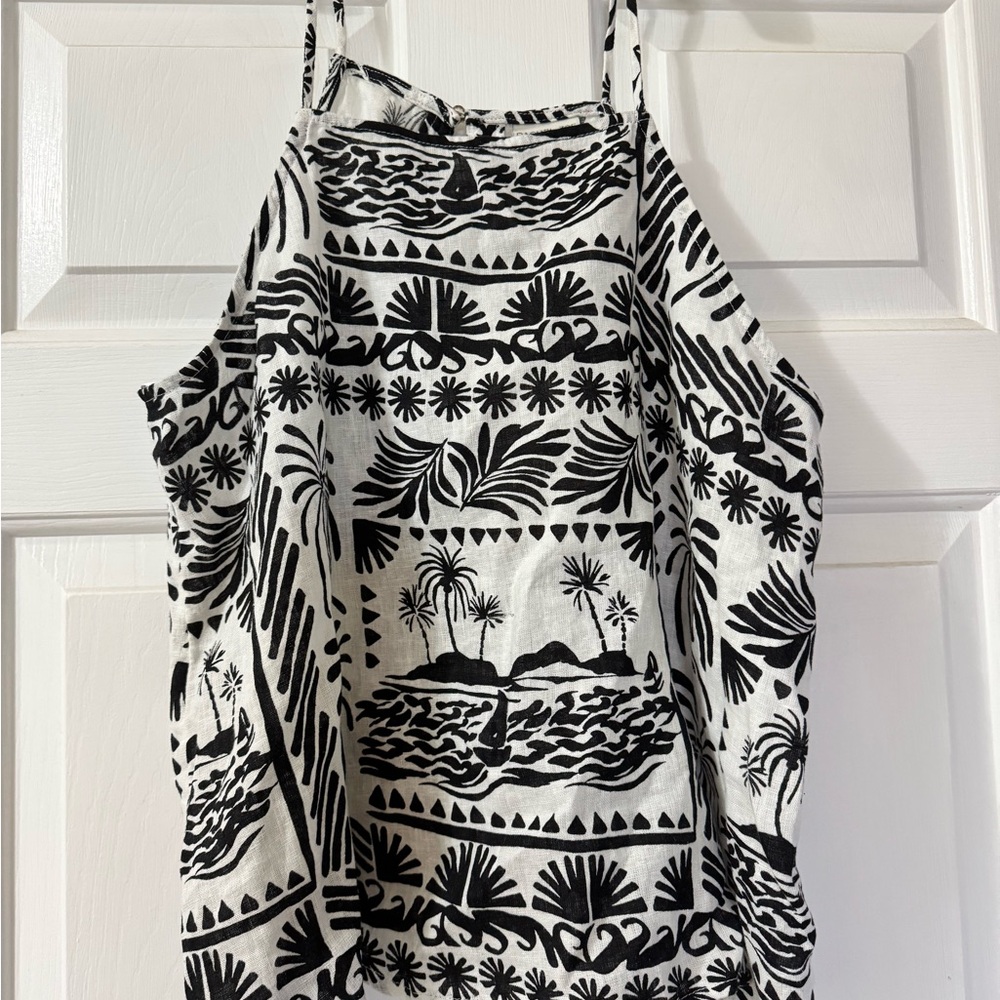 Rachel Zoe Monochrome Linen Tank Top